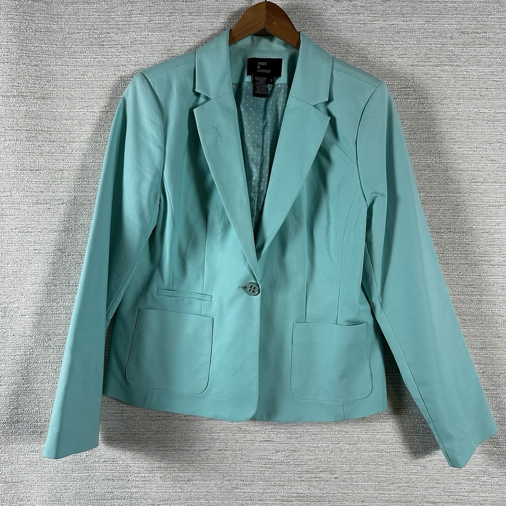 Jules & Leopold Womens Teal Blazer Sz 14 Academia Schoolgirl Career Corporate